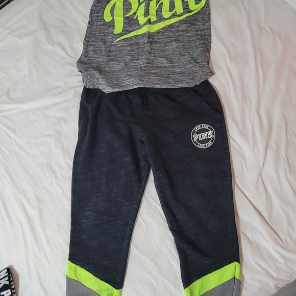PINK Victoria's Secret Kids Bottoms Set - Gray and Neon Green - Picture 2 of 7
